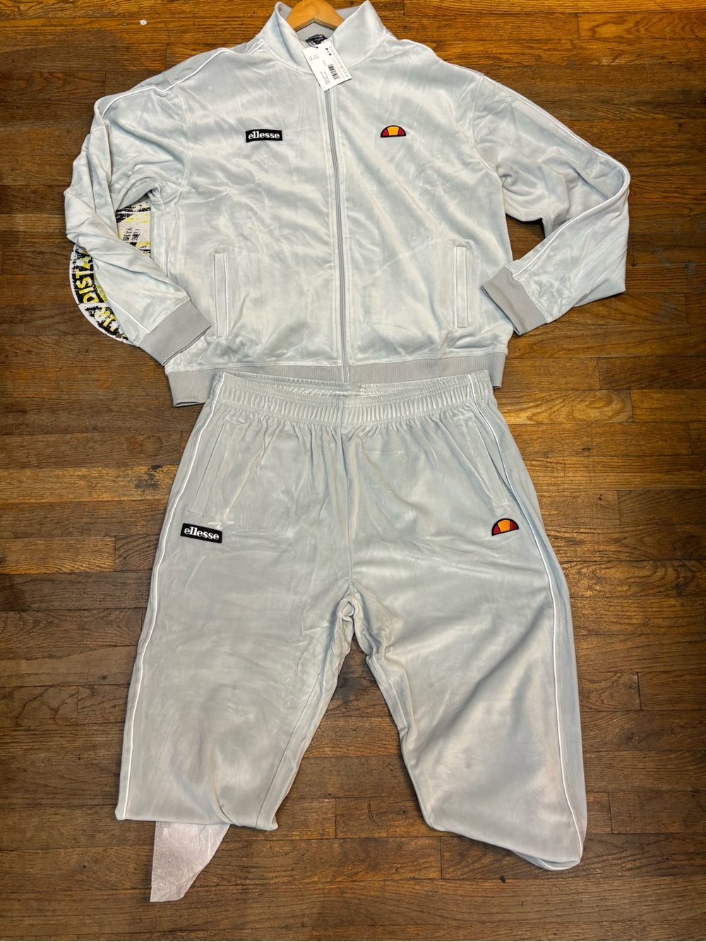 Vintage 90’s Ellesse Napoli Light Grey Tracksuit NWT Size 2XL